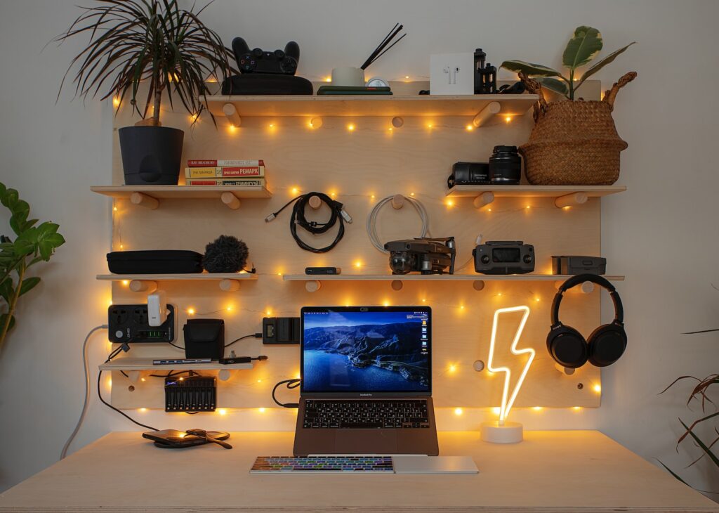 macbook pro on white table